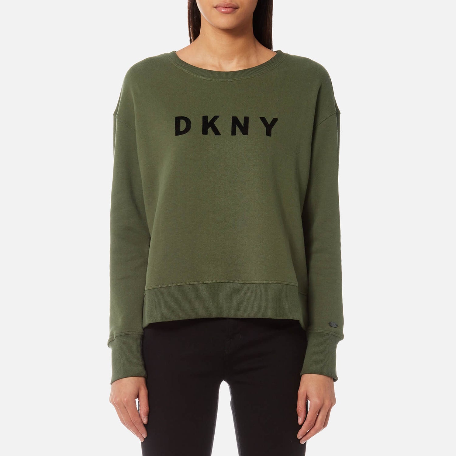 DKNY Sport Women's Boxy Cropped Logo Pullover Sweatshirt - Ivy | TheHut.com