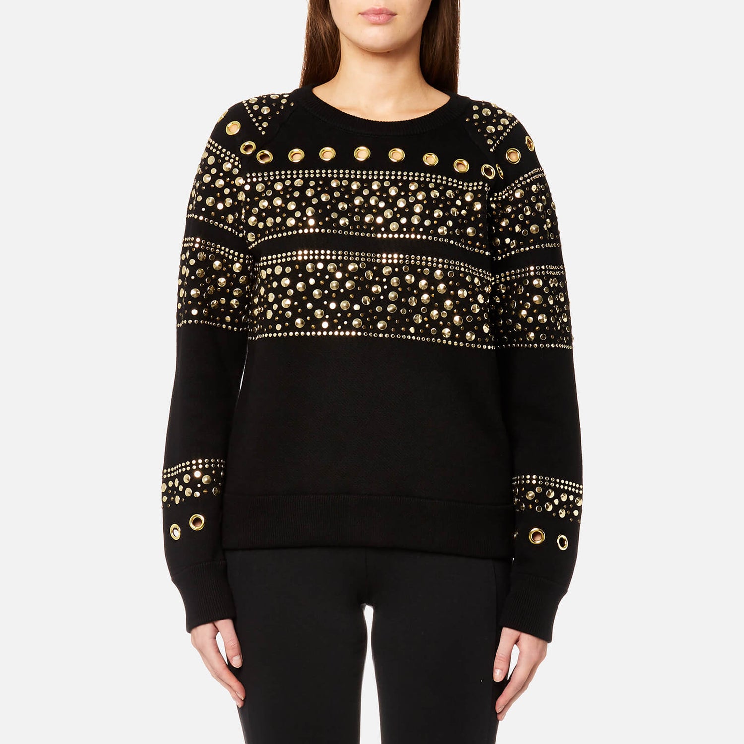 MICHAEL MICHAEL KORS Women s Stud Sweatshirt Black Gold TheHut