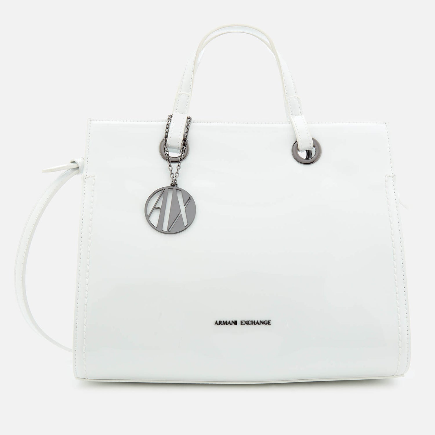 Armani exchange black patent tote bag clearance
