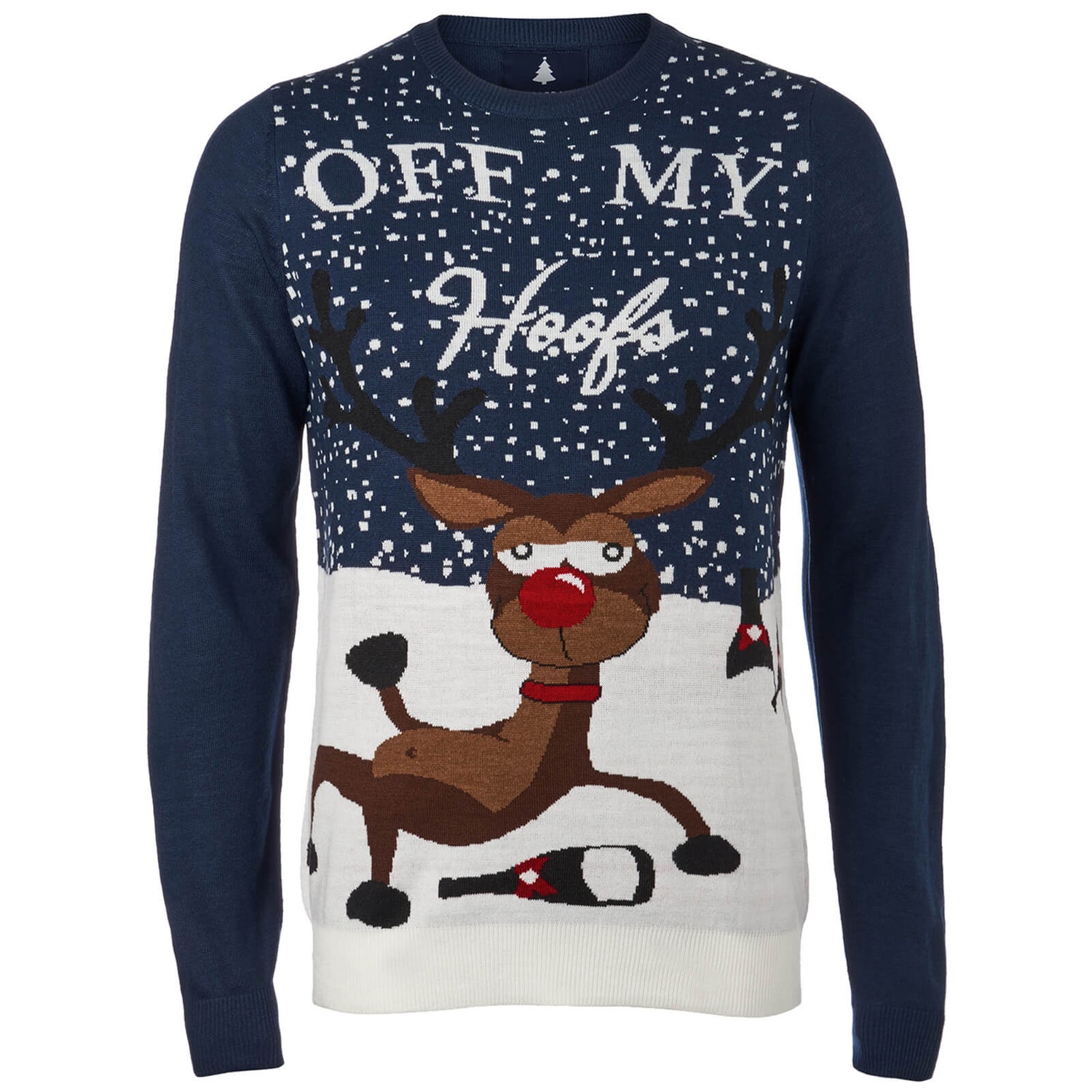 Threadbare Men s Off My Hoofs Christmas Jumper Navy Mens