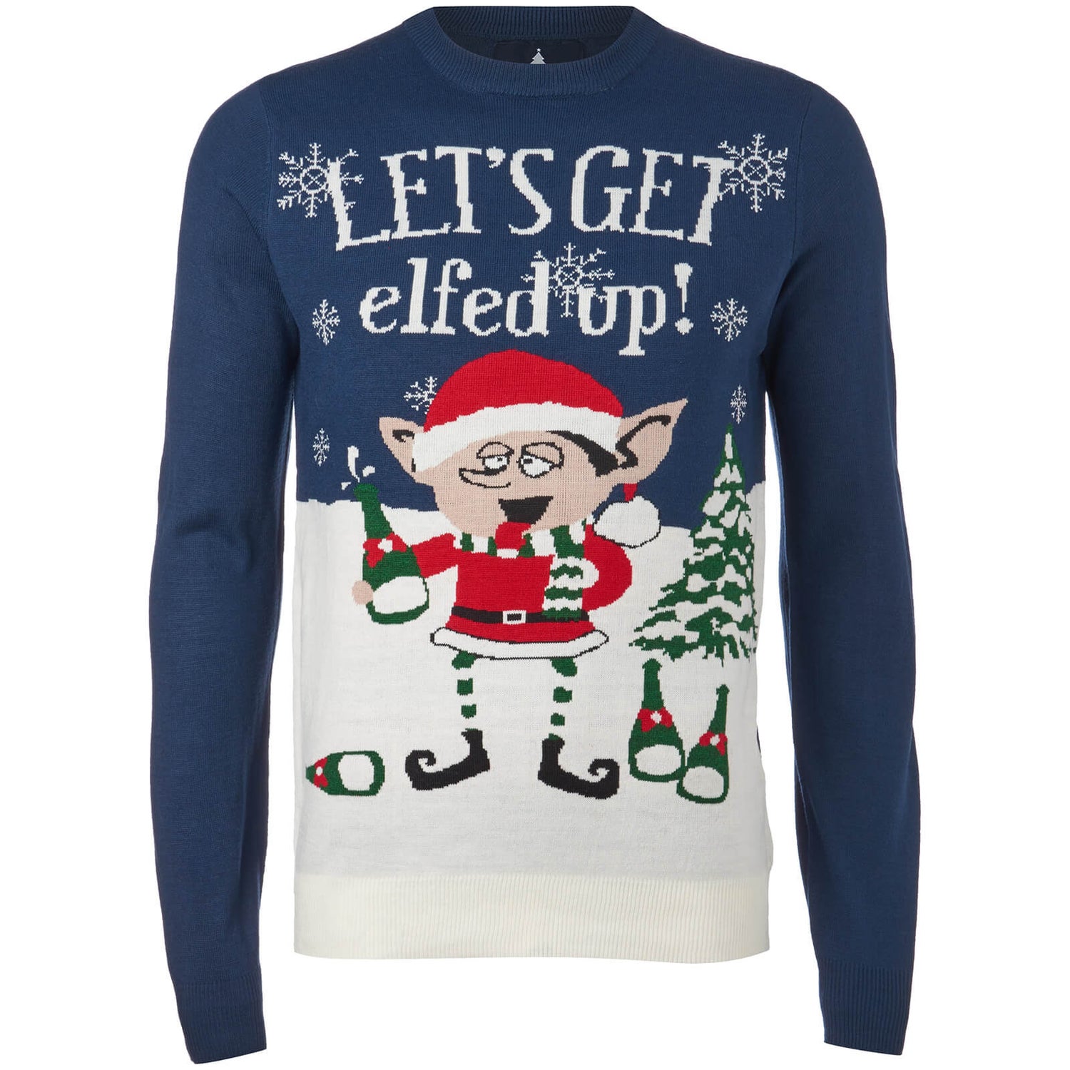 Threadbare Men's Elfed Up Christmas Jumper Navy Mens Clothing