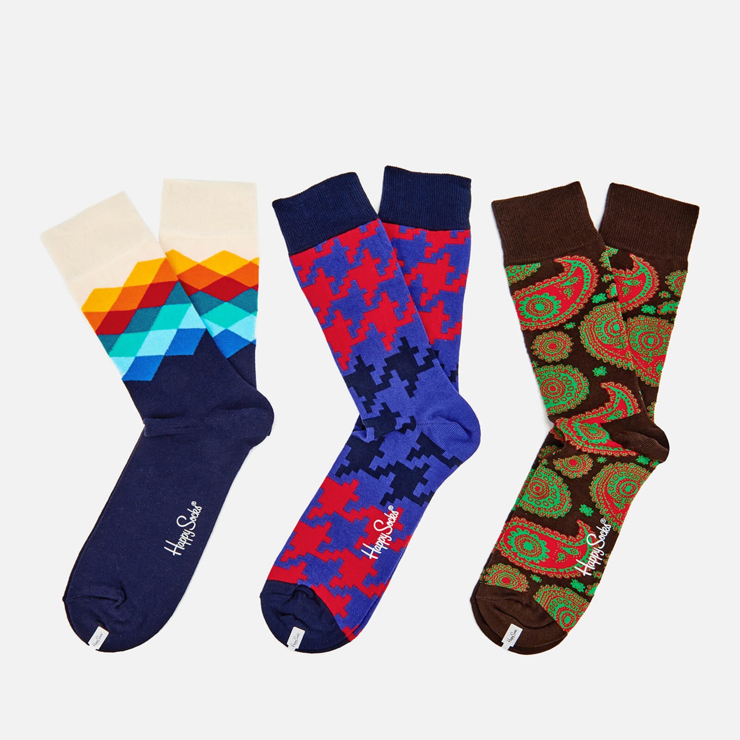 Happy Socks Mens Patterned 3 Pack Socks - Multi - UK 7.5-11.5 | TheHut.com