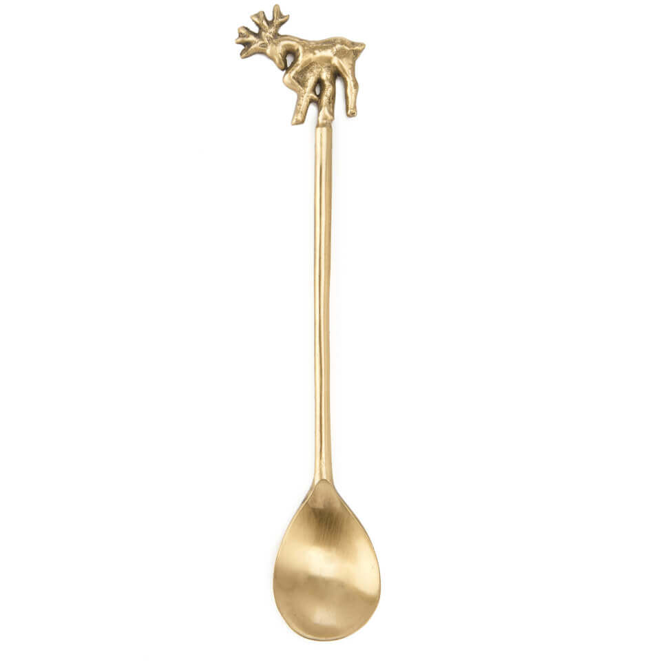 Nkuku Stag Brass Spoon - Antique Brass