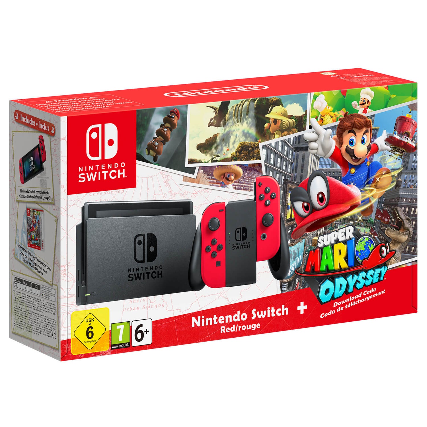 ejer ros controller Nintendo Switch with Red Joy-Con Controllers + Super Mario Odyssey Games  Consoles - Zavvi US