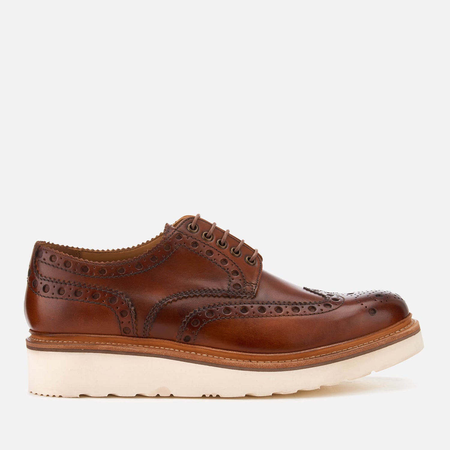 Grenson Men's Archie V Hand Painted Leather Brogues - Tan - Free UK ...