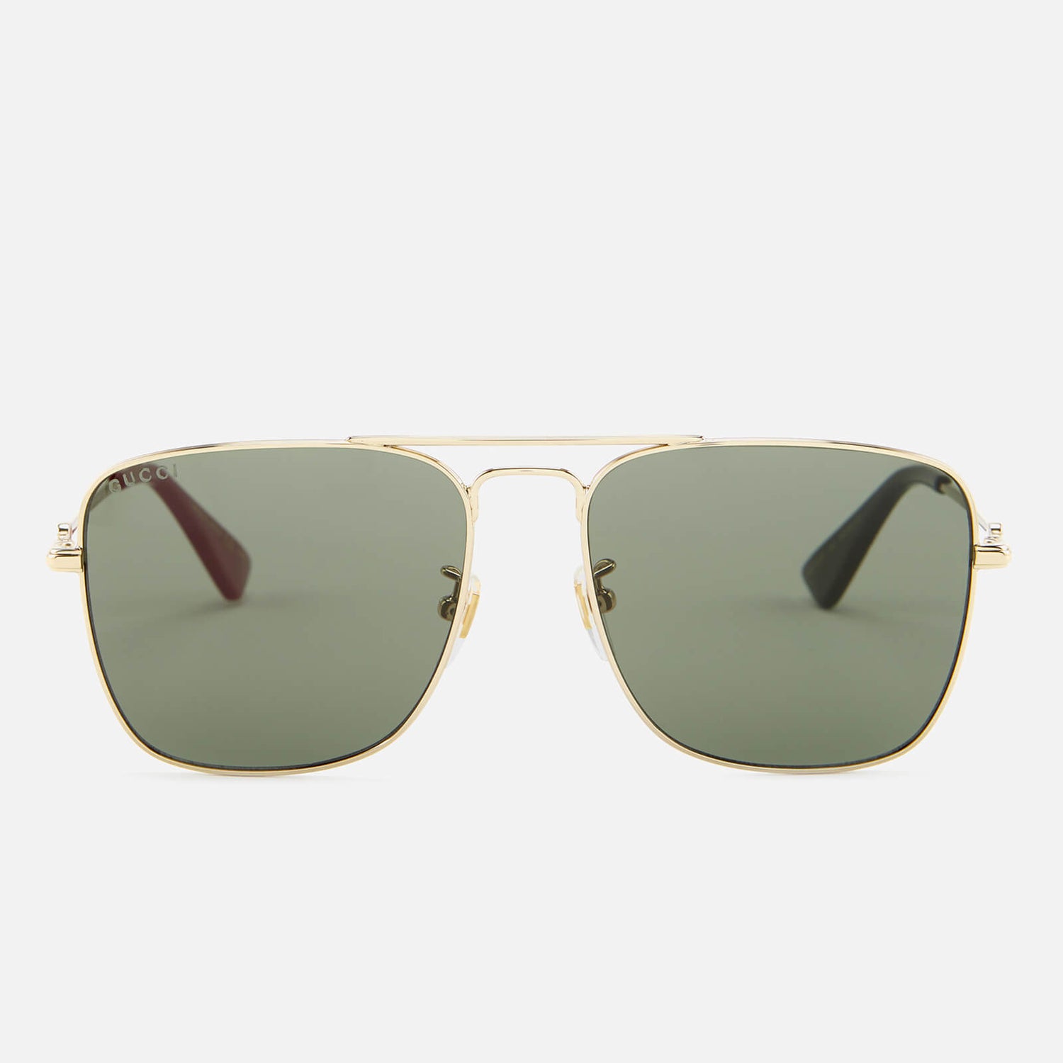 Gucci Men's Square Metal Frame Sunglasses - Gold/Green - Free UK ...