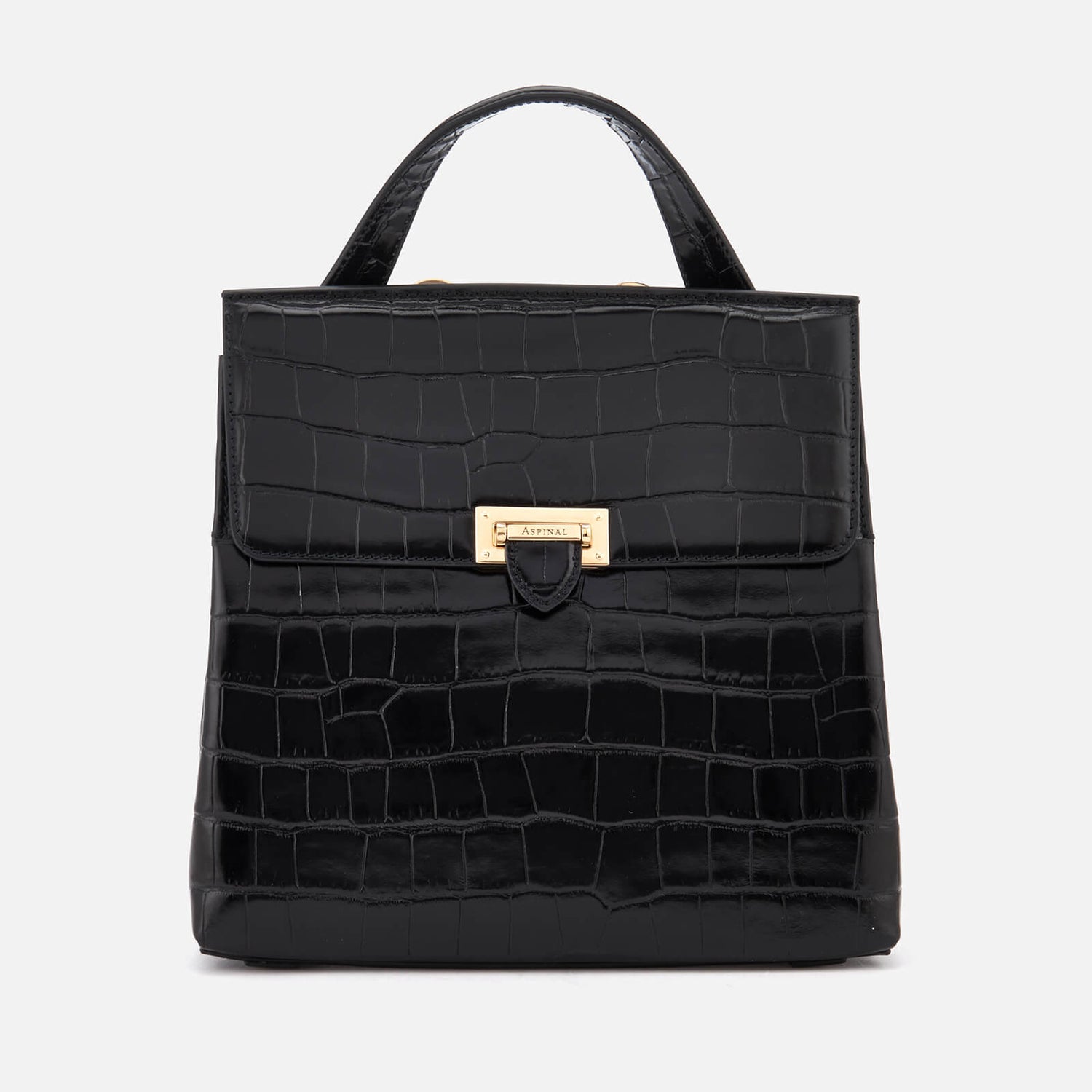 Aspinal of London Women s Boxy Croc Soho Backpack Black
