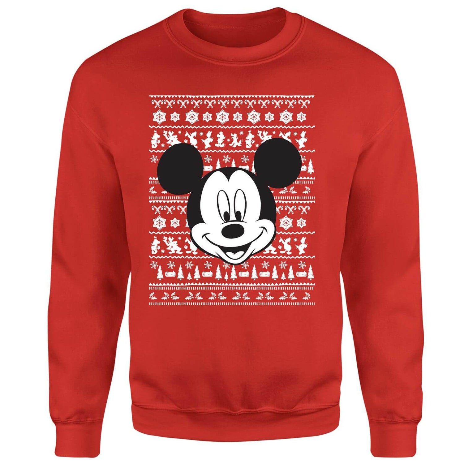 Disney Mickey Mouse Christmas Mickey Face Red Christmas Sweatshirt