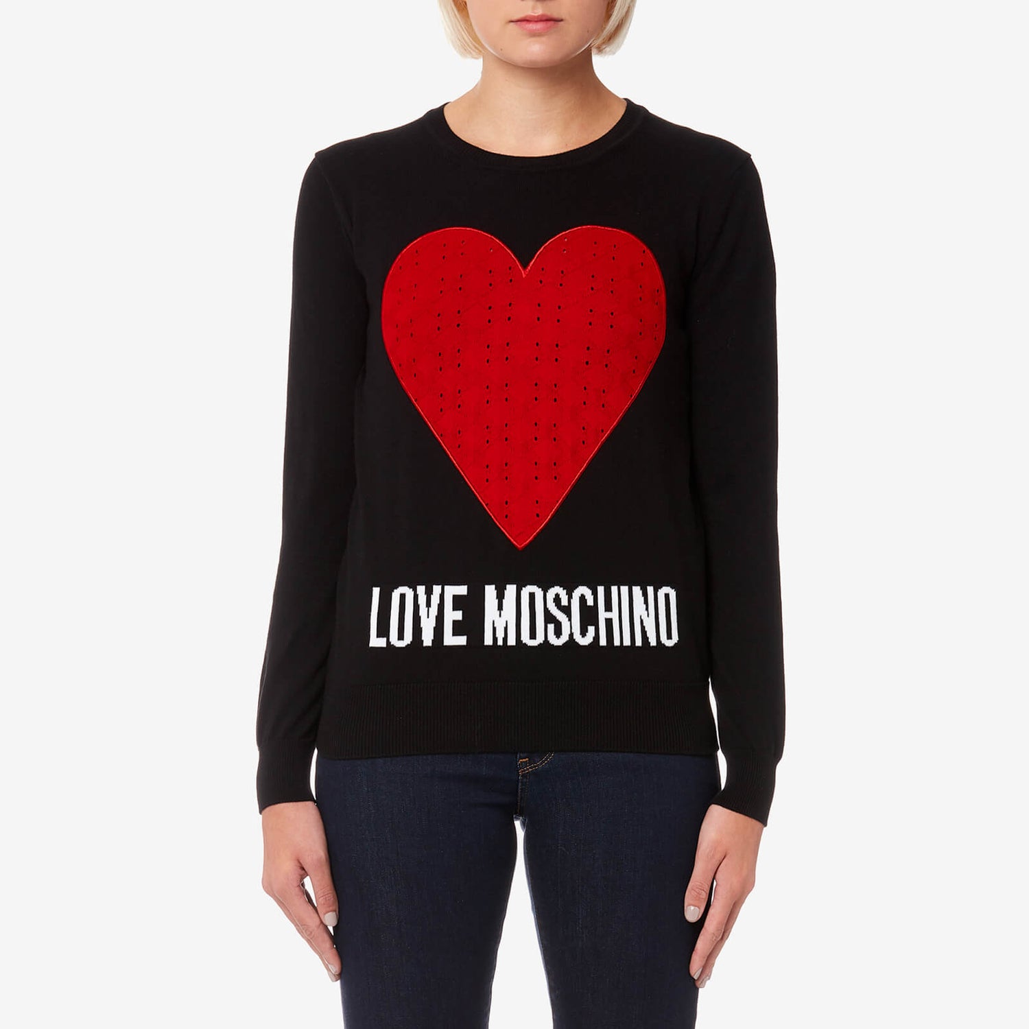 Love Moschino Women s Heart Logo Jumper Black TheHut