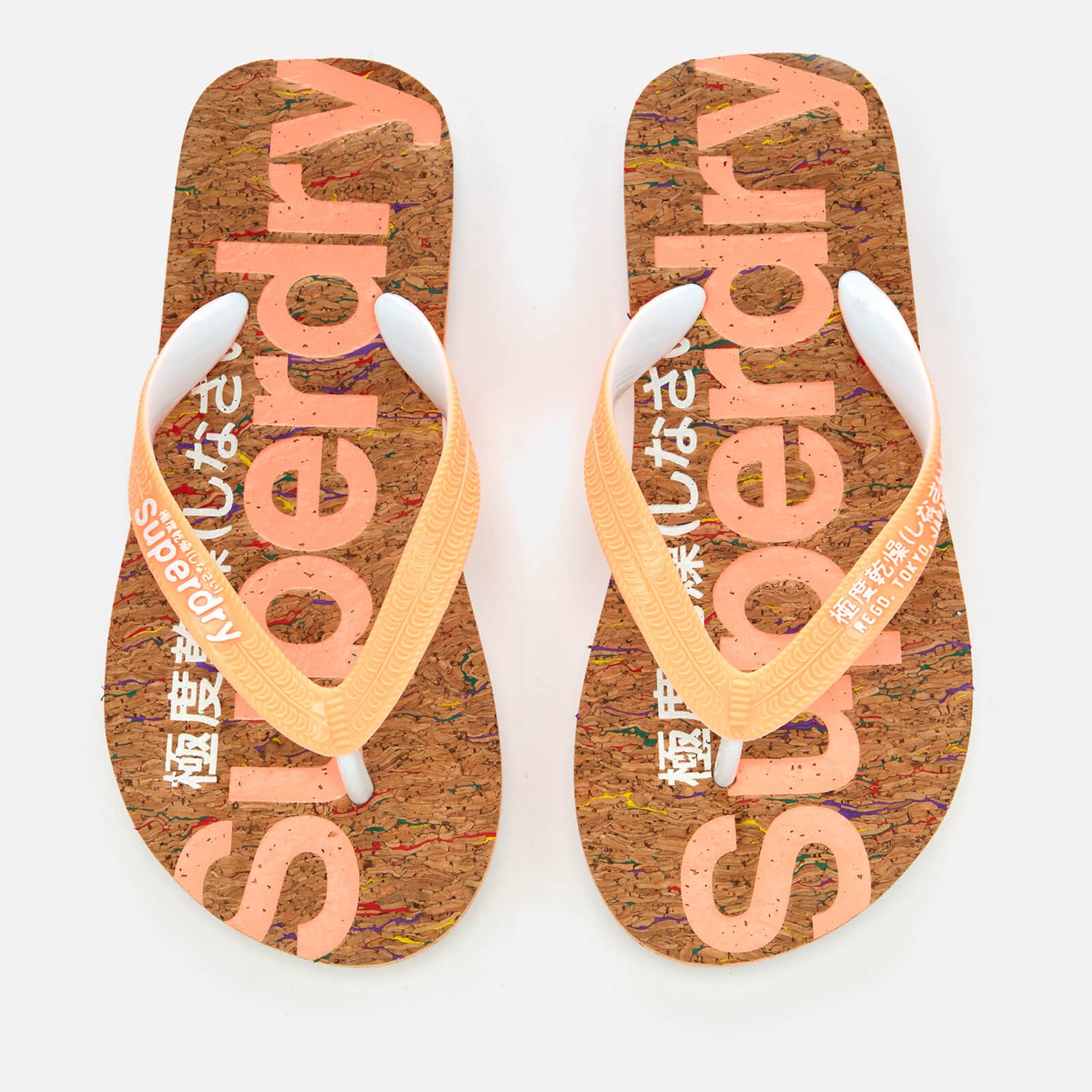 Superdry Women's Cork Flip Flops Multi Fleck/Fluro Coral FREE UK Delivery Allsole