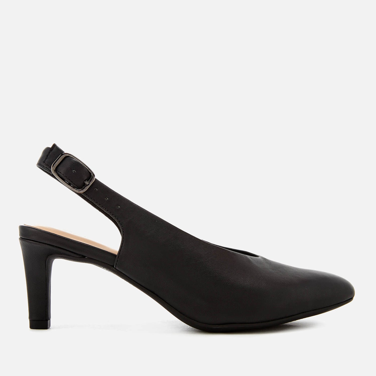 Clarks Women s Calla Violet Leather Sling Back Court Shoes Black TheHut