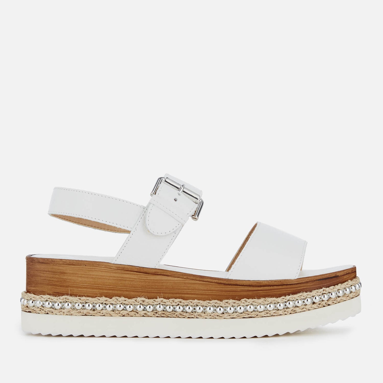 dune location leather padded flatform sandals white