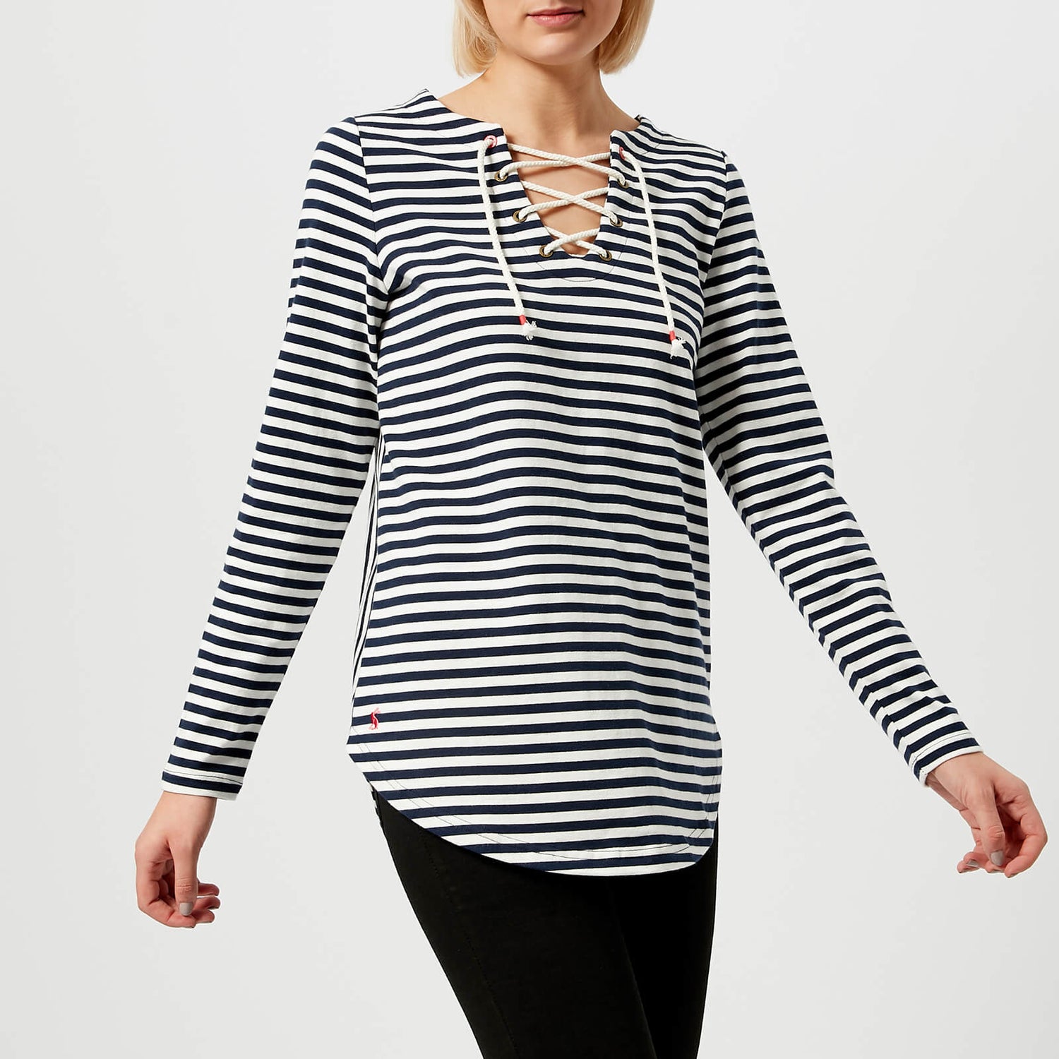 Joules Women s Lacey Lace Front Sweatshirt French Navy Stripe