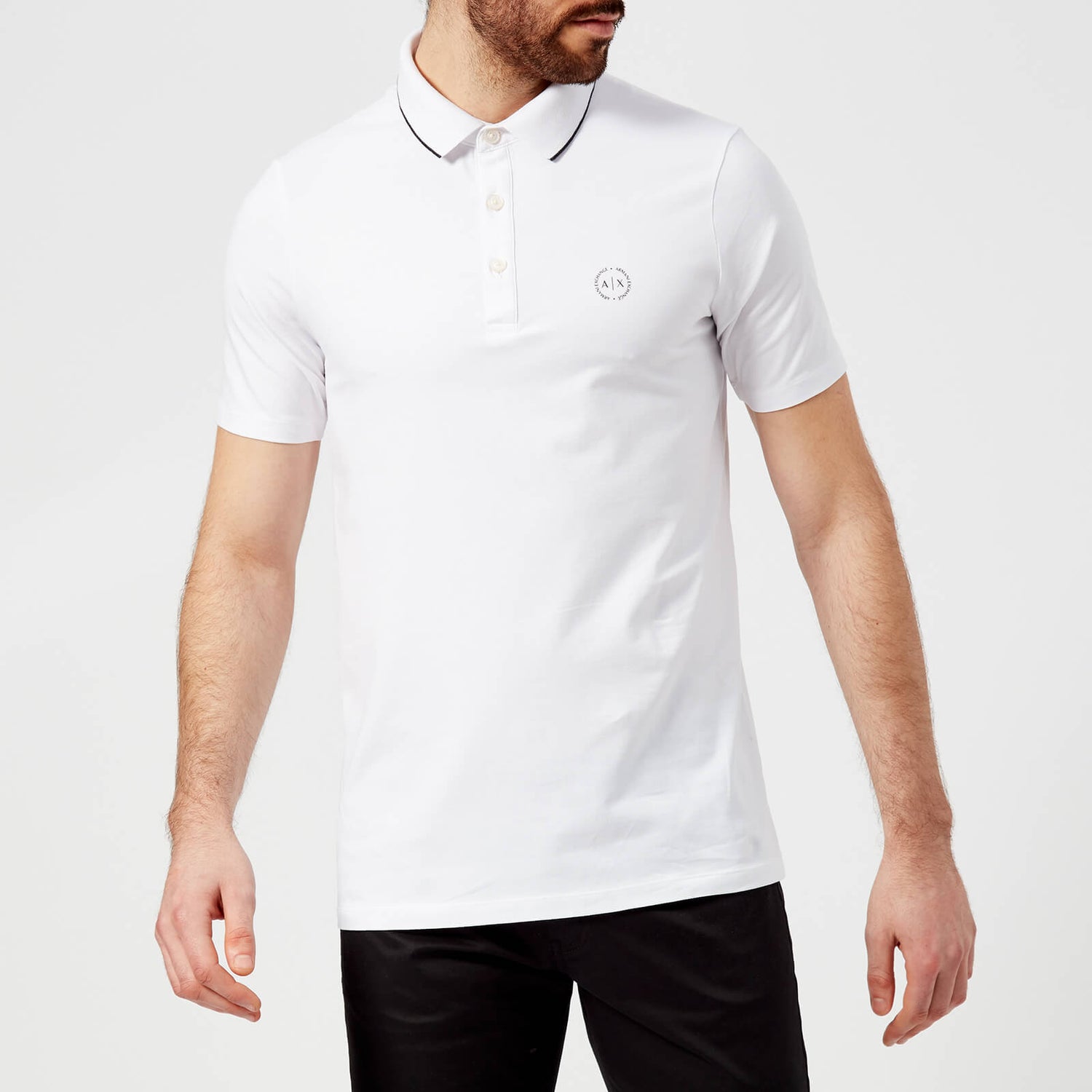 Armani Exchange Men's Tipped Polo Shirt - White - L