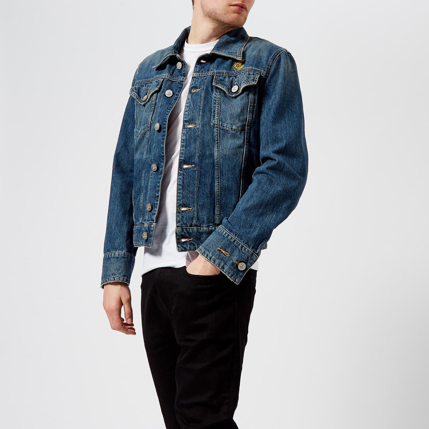 Vivienne Westwood Anglomania Men s New D Ace Jacket Blue Denim