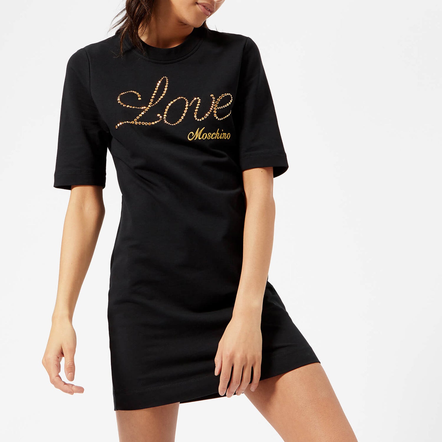 Love Moschino Women s Logo T Shirt Dress Black TheHut