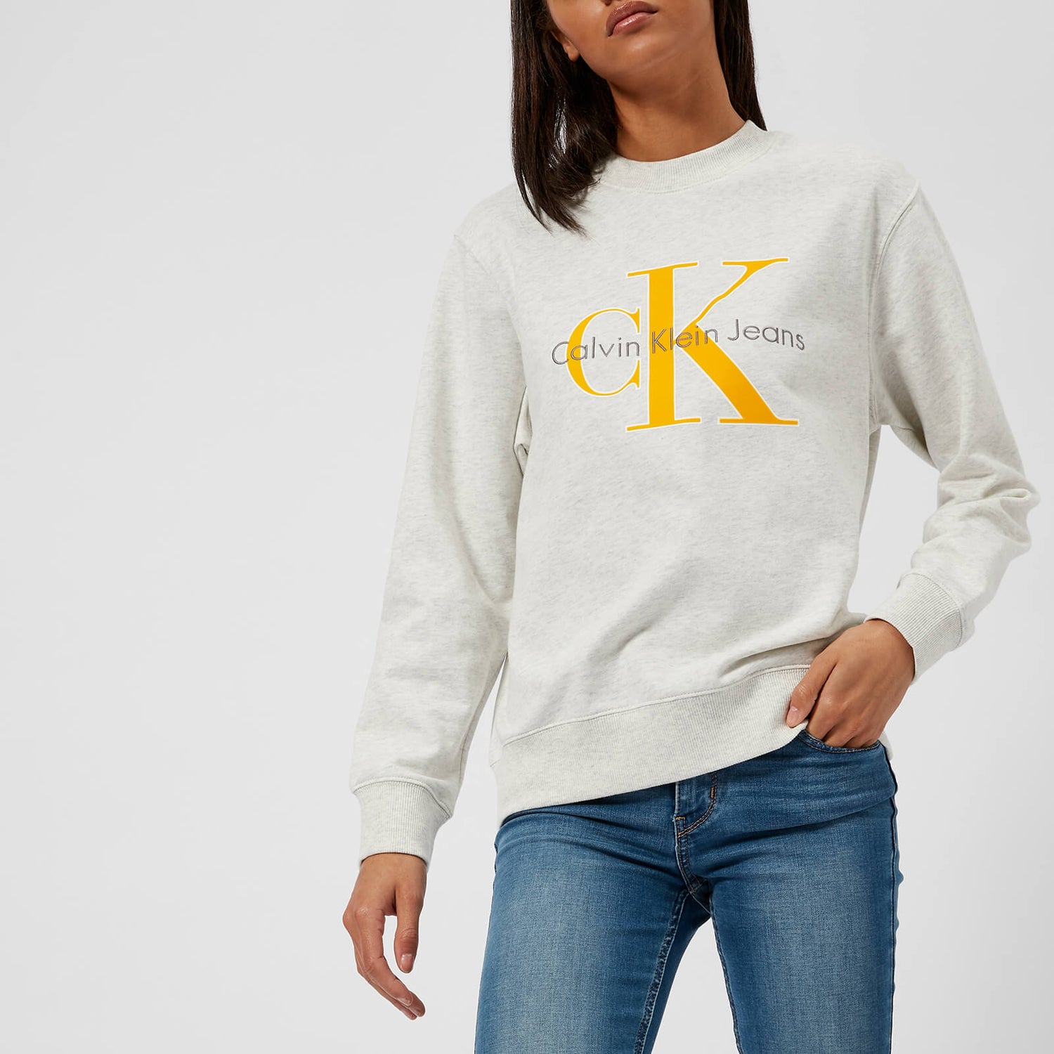 Calvin Klein Women s CK True Icon Sweatshirt White Heather TheHut