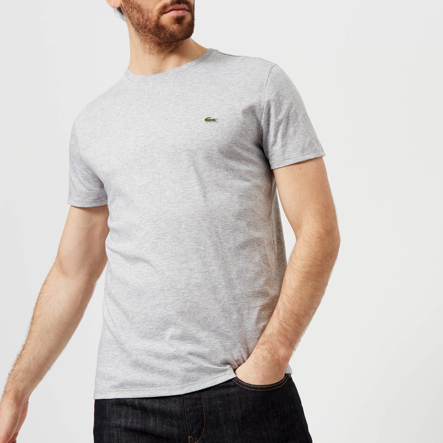 Lacoste Men's Crewneck Pima Cotton T-Shirt - Silver Chine - S - Grau
