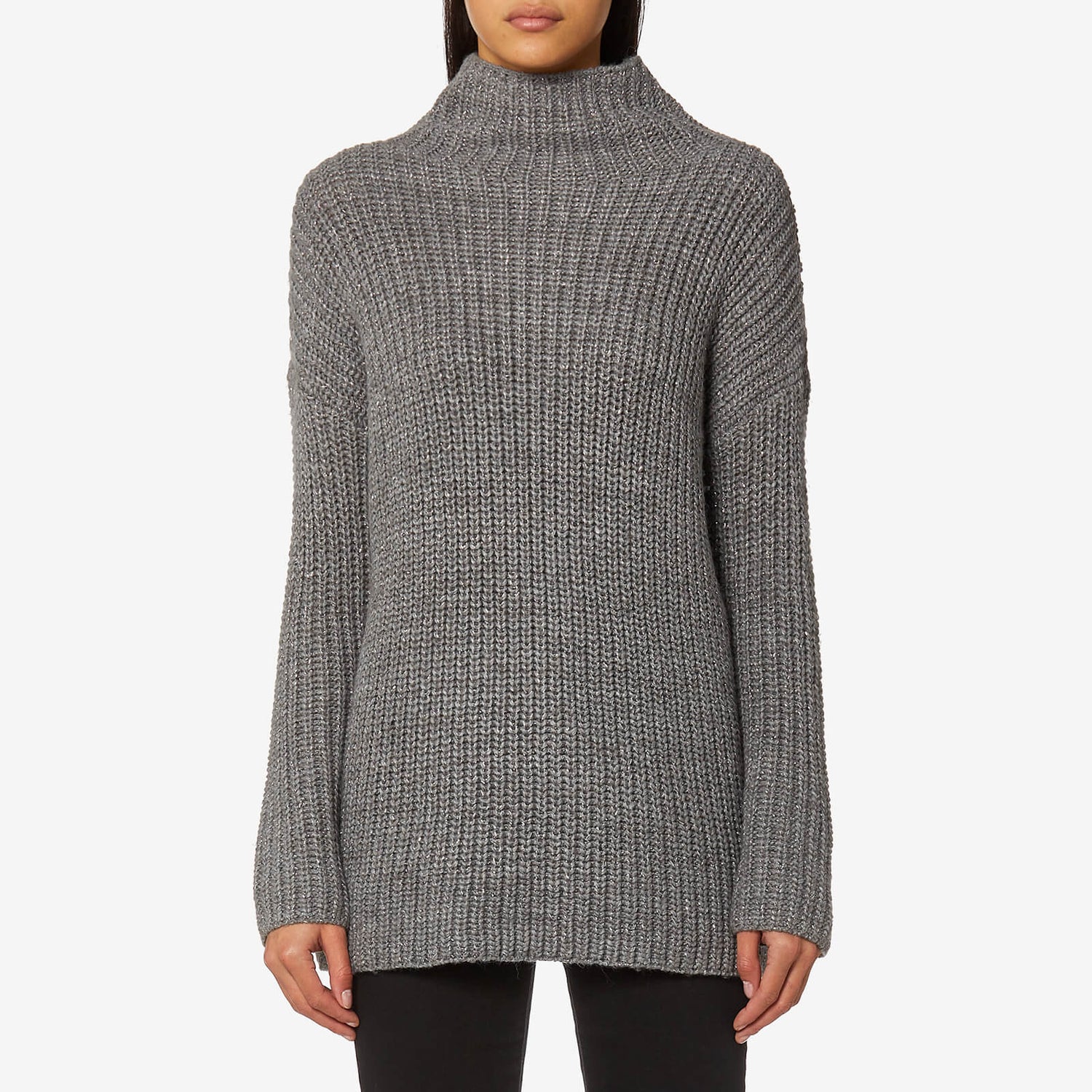 Joules Women s Prunella Ribbed Funnel Neck Jumper Grey TheHut