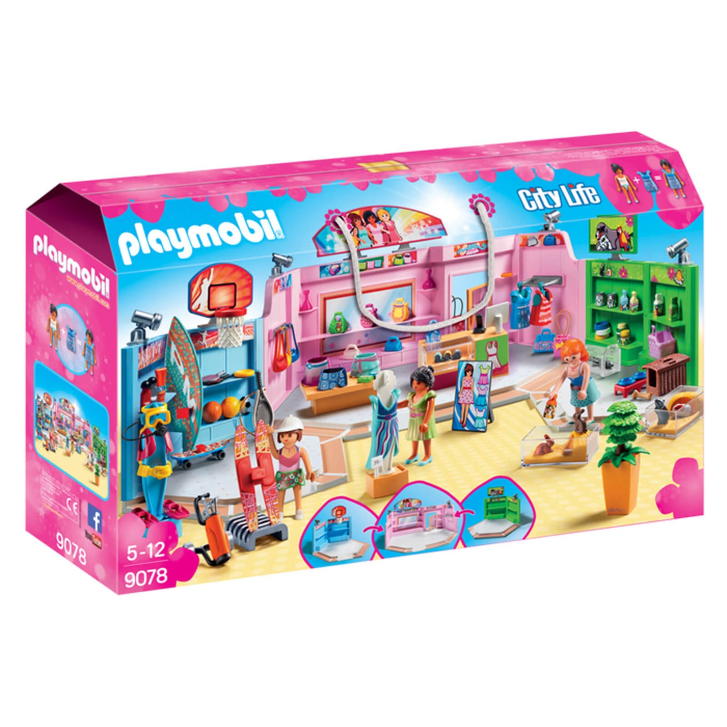 Playmobil City Life Shopping Plaza with Sports Pet and Clothing Retailers 9078 Toys Zavvi UK