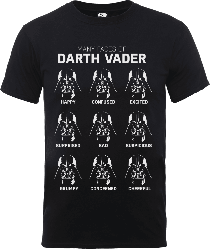 Gavmild Kreta Omkreds Star Wars Many Faces Of Darth Vader T-Shirt - Black | My Geek Box US