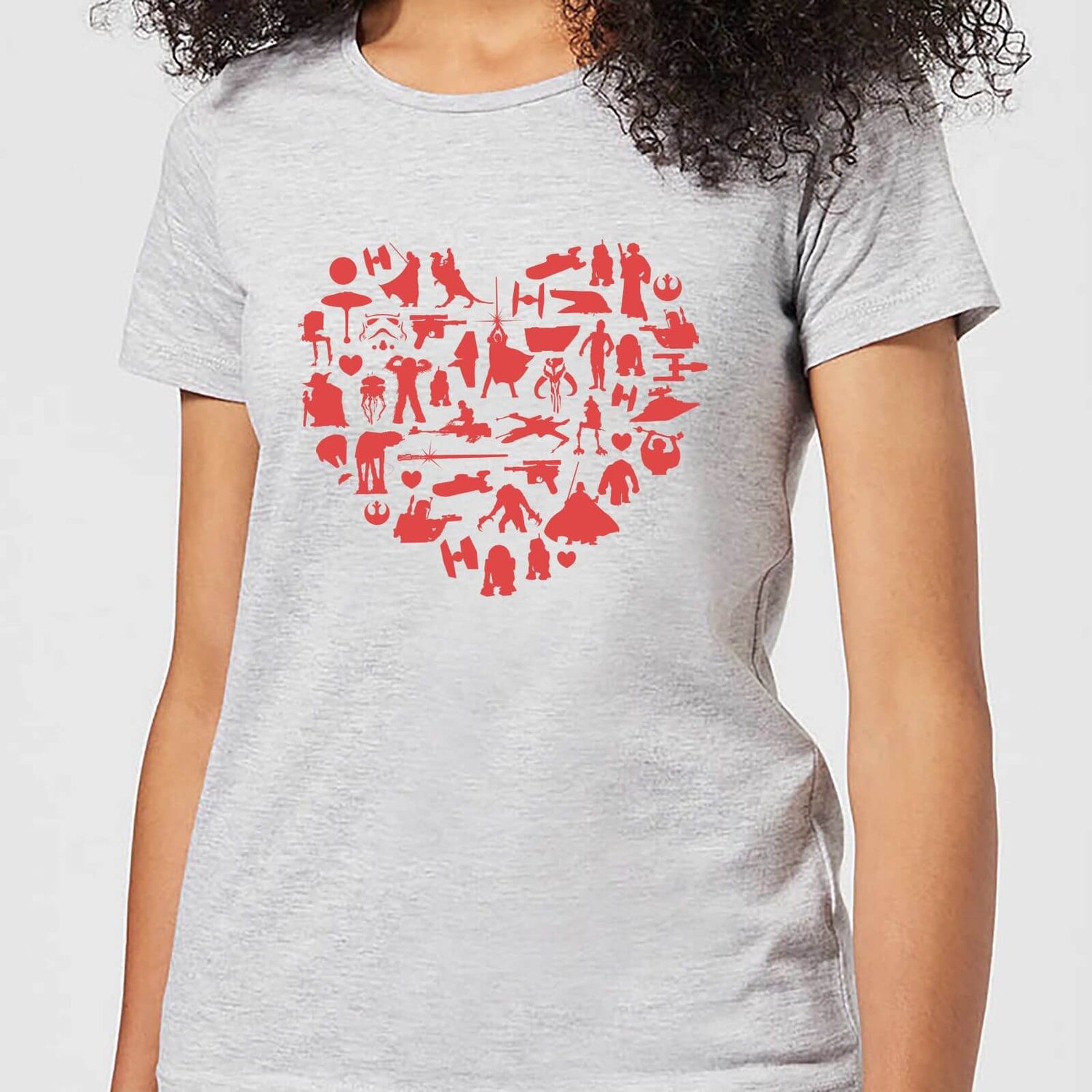Star Wars Hart Dames T shirt Grijs Zavvi