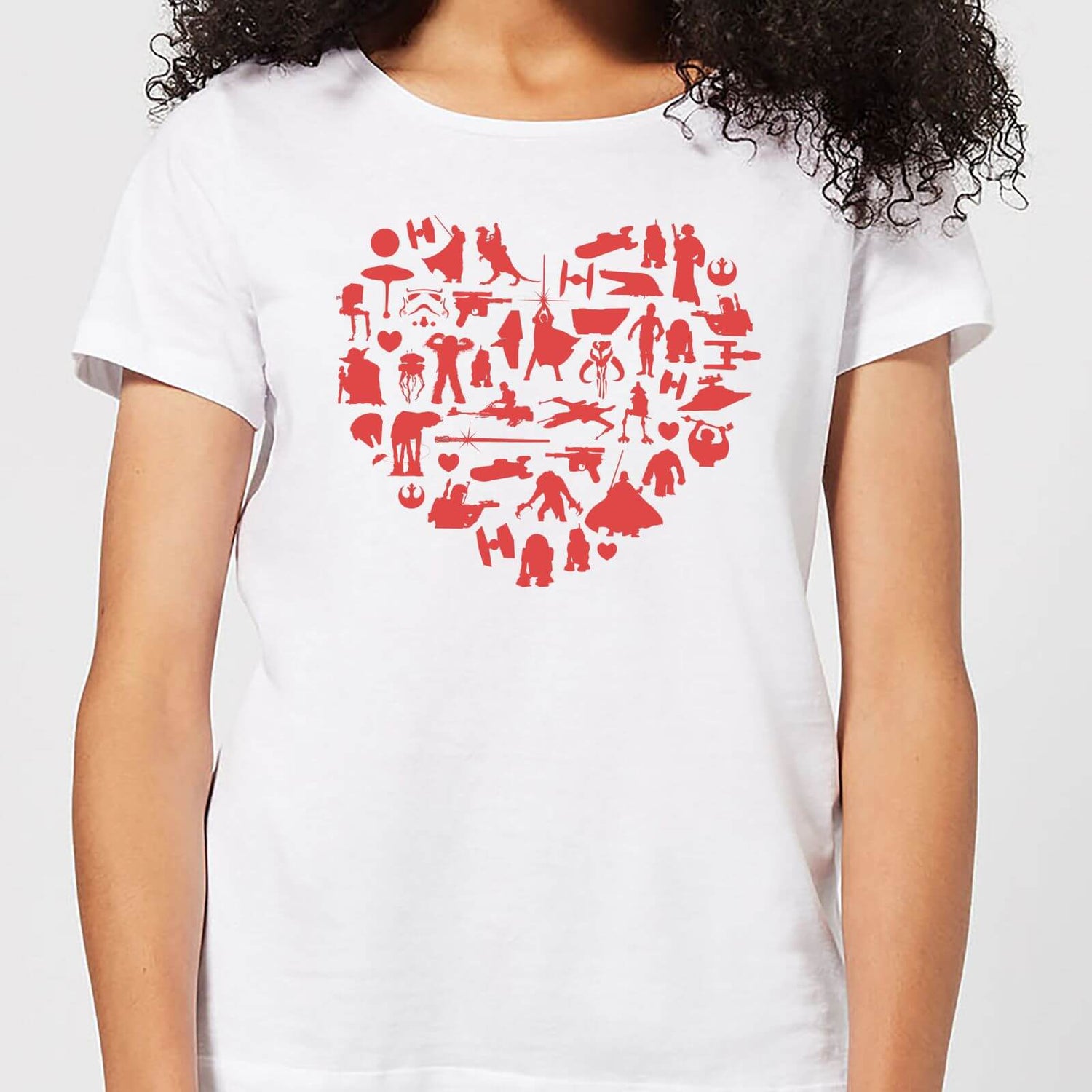 T-Shirt Femme Collage Cœur (Star Wars) - Blanc