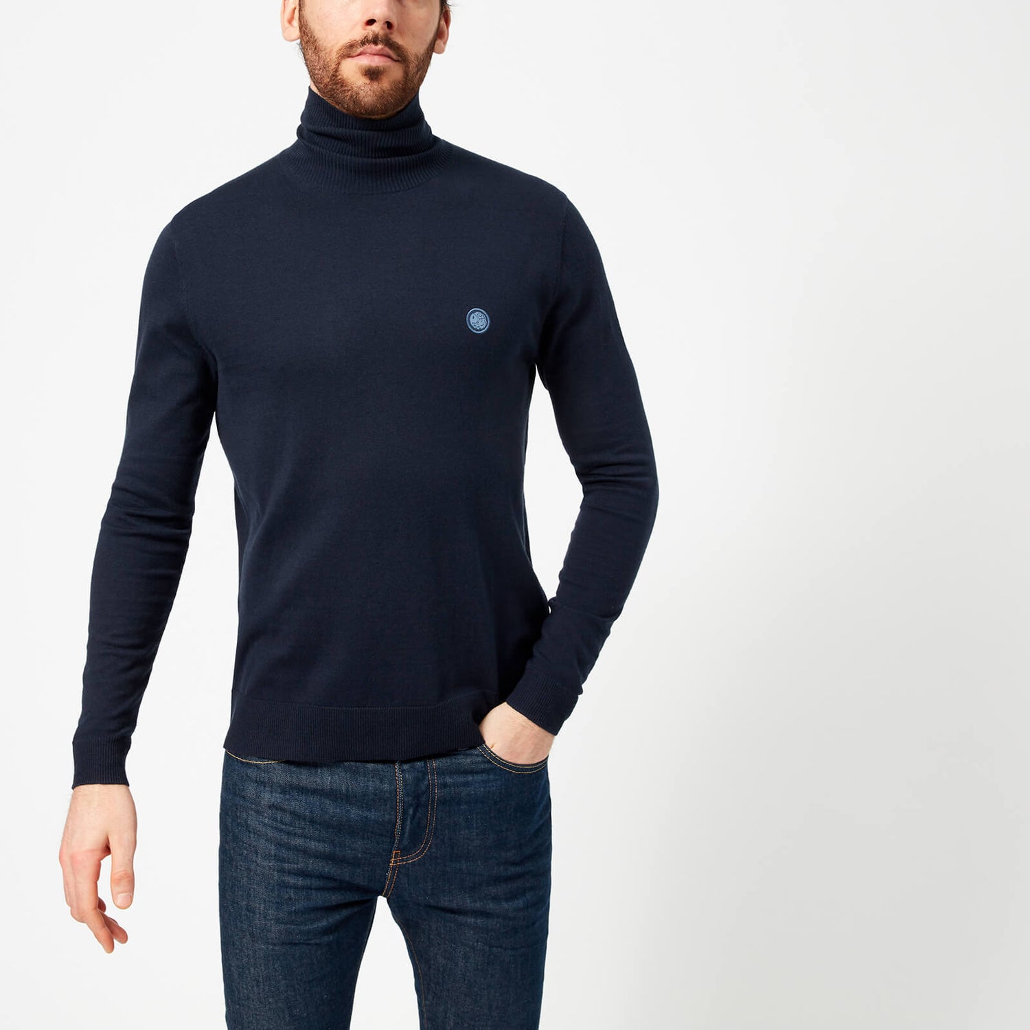 Pretty Green Men s Hinchcliffe Roll Neck Jumper Navy TheHut