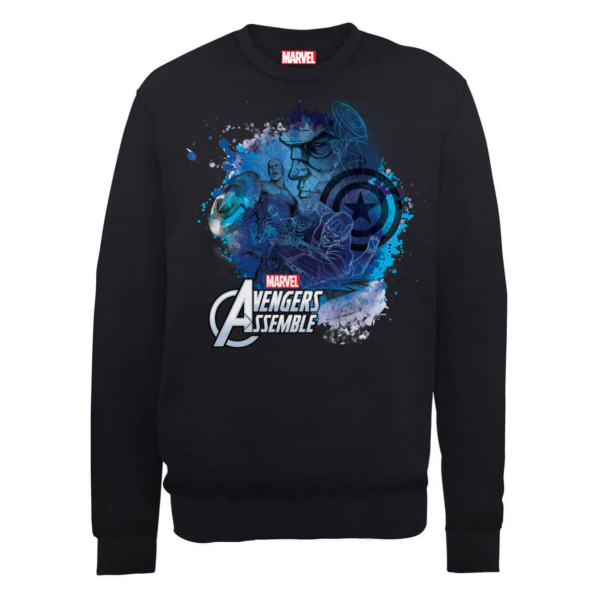Marvel Avengers Assemble Captain America Montage Sweatshirt Black Clothing Zavvi UK