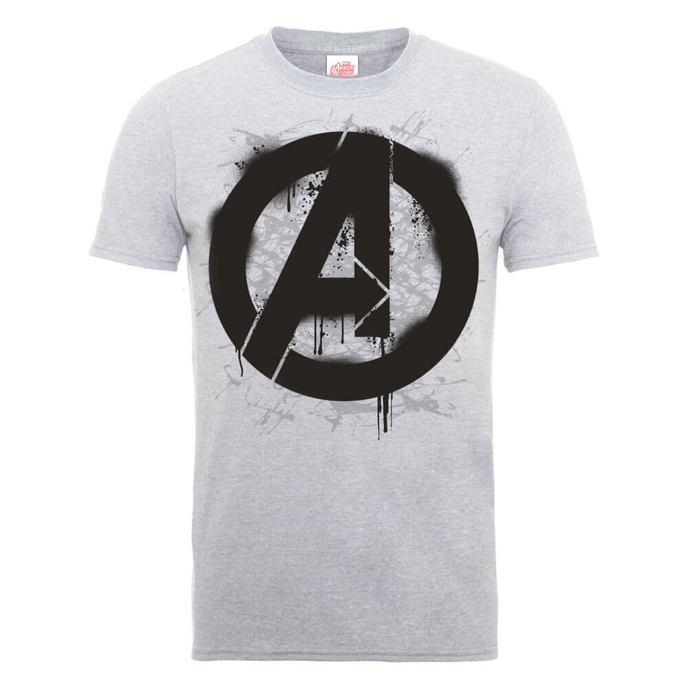 Marvel Avengers Assemble Logo Stencil T-Shirt - Grey Clothing - Zavvi UK