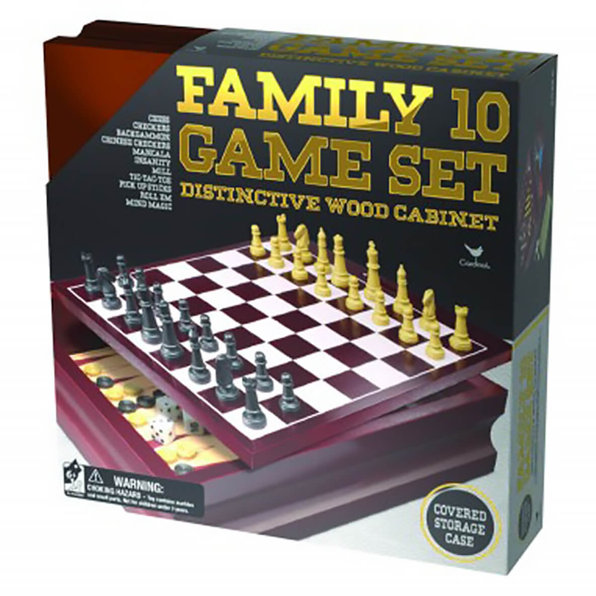  Classic Wood Family 10 Game Set Black & Gold Board Game : Toys  & Games