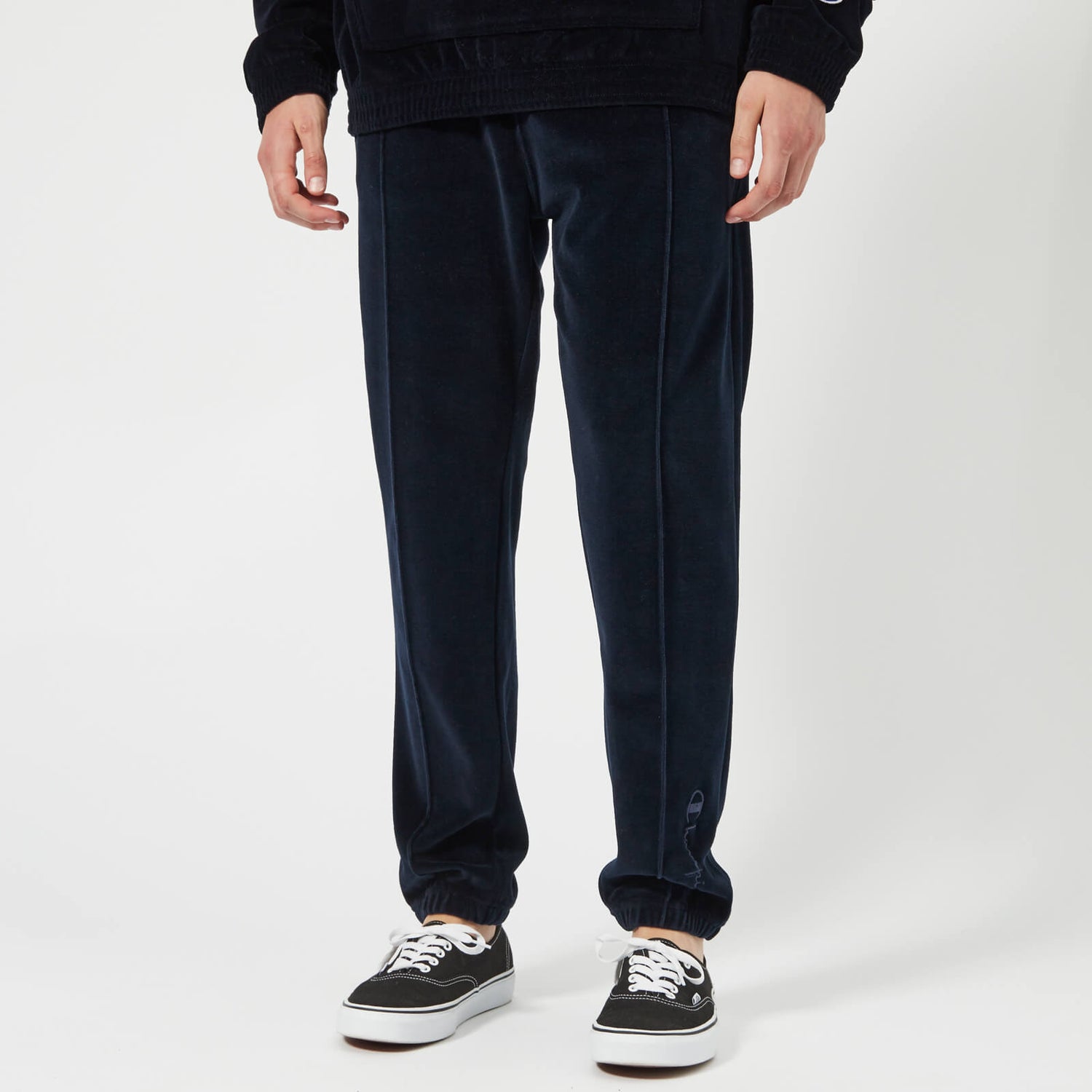 Champion navy velour track pants store