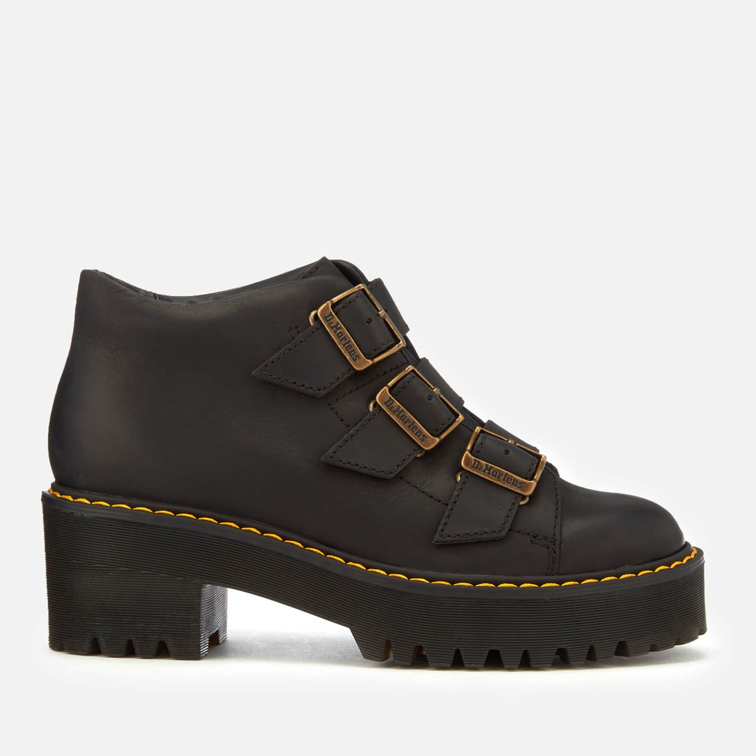 Dr. Martens Women s Coppola Leather Buckle Heeled Boots Black
