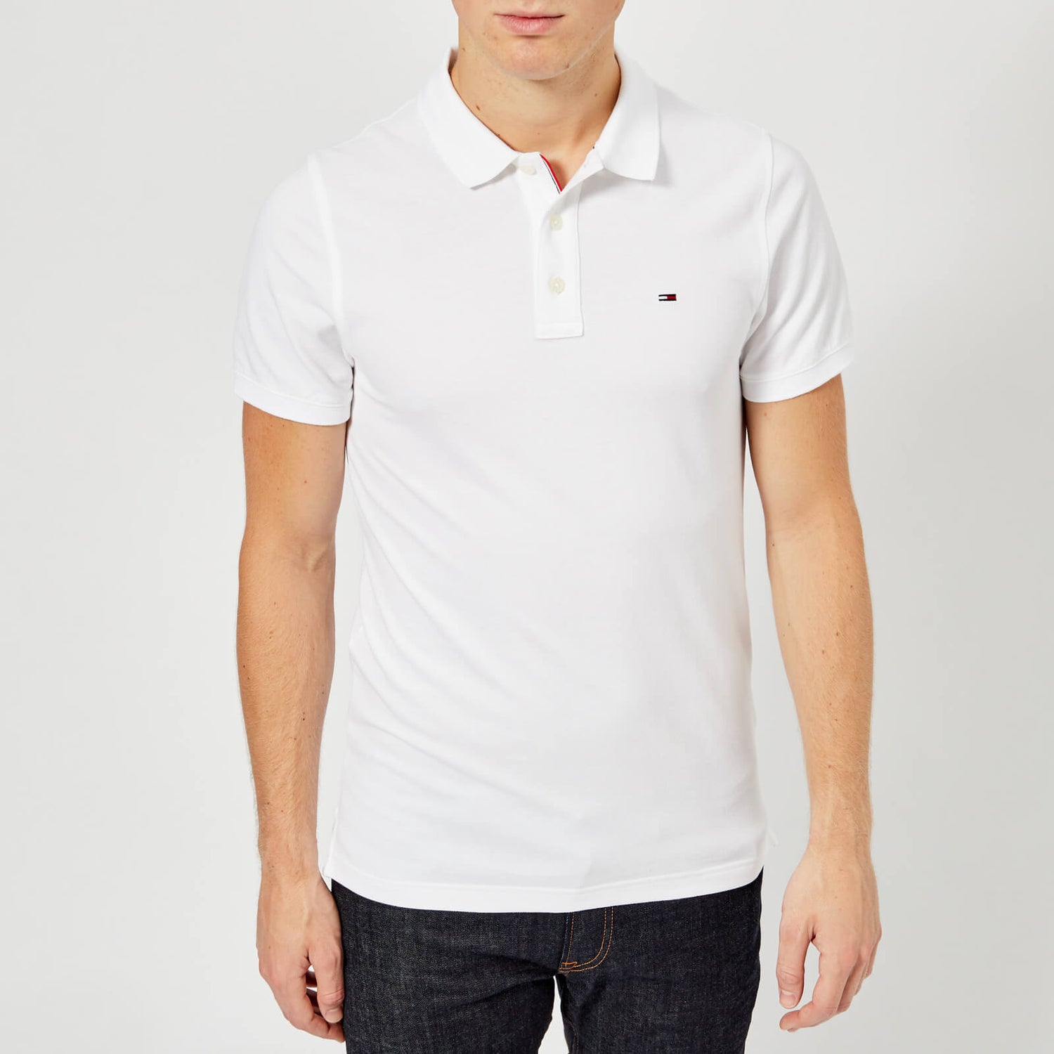 Tommy Jeans Men's Original Fine Pique Polo Shirt - Classic White - S