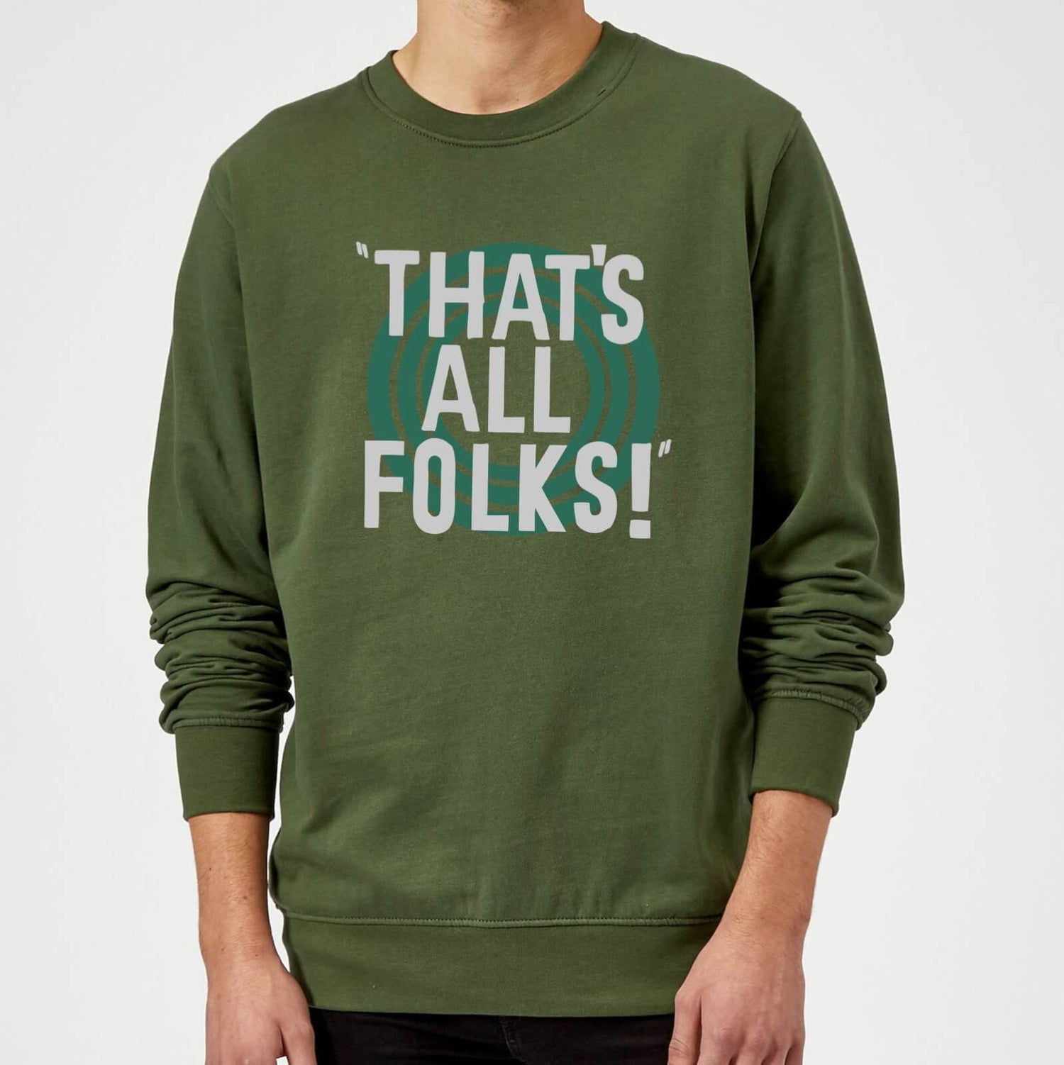 Looney Tunes That s All Folks Sweatshirt Forest Green Clothing Zavvi Ireland