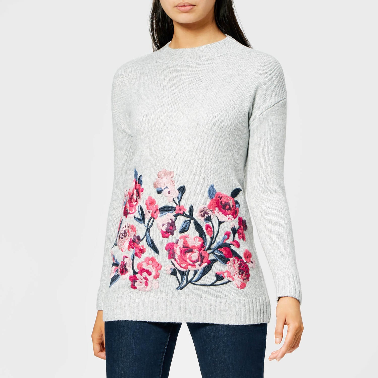 Joules Women s Penny Embroidered Jumper Grey Marl TheHut