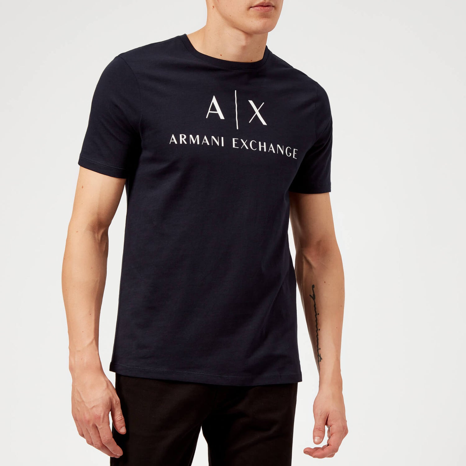 Armani Exchange Men's Script Logo T-Shirt - Navy | TheHut.com