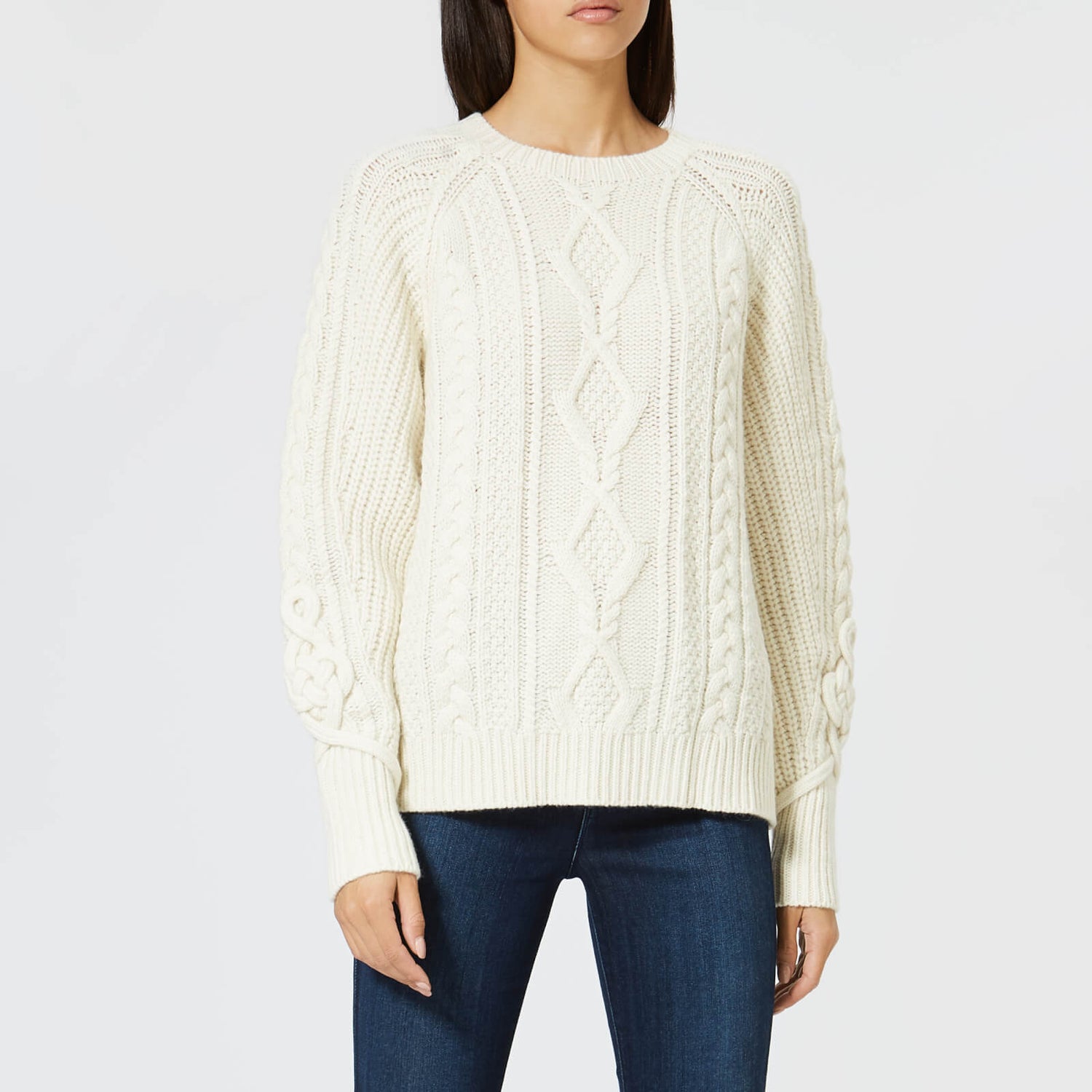Polo Ralph Lauren Women's Chunky Cable Knit Jumper - Cream - Free UK ...