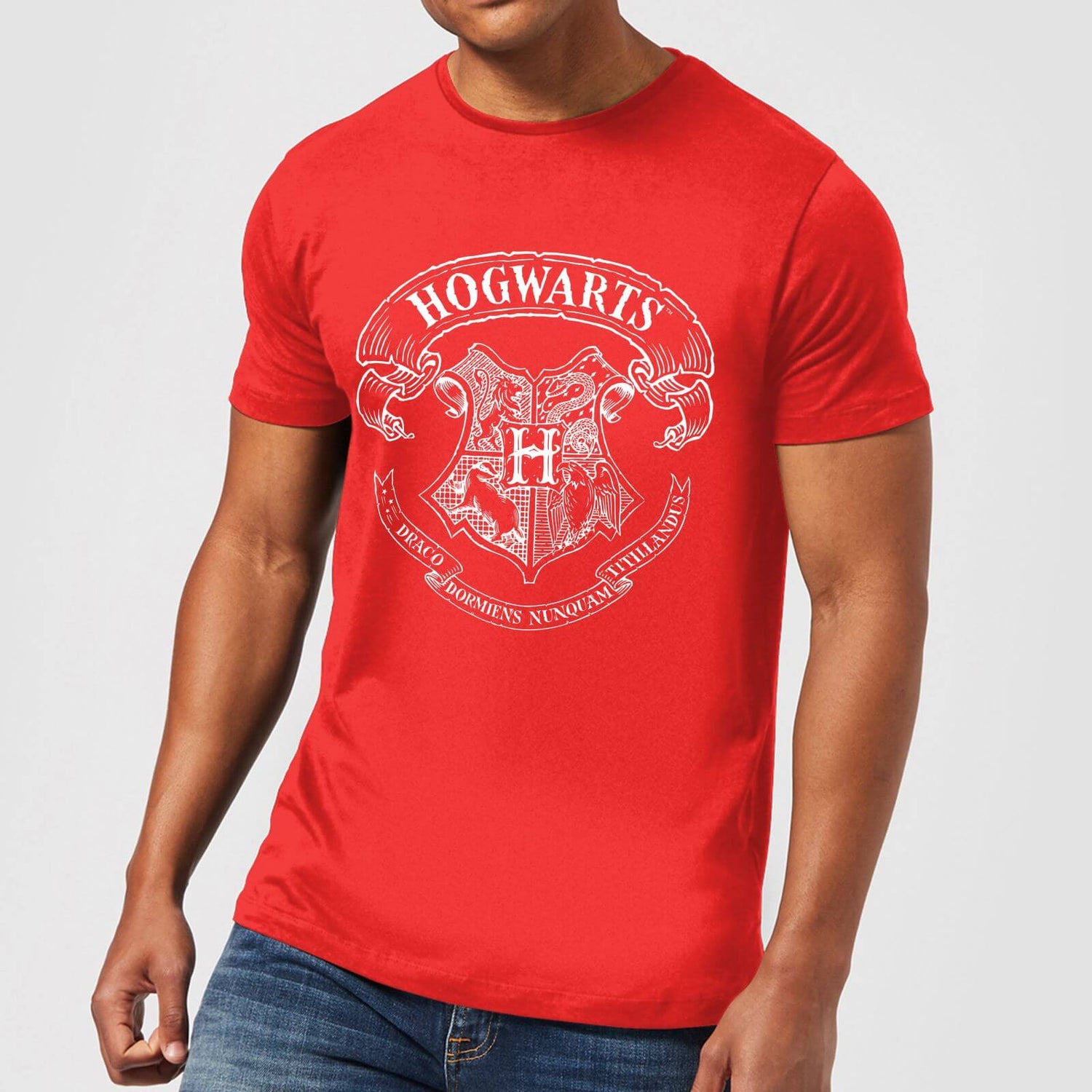 Harry Potter Hogwarts Crest Men's T-Shirt - Red Clothing - Zavvi UK