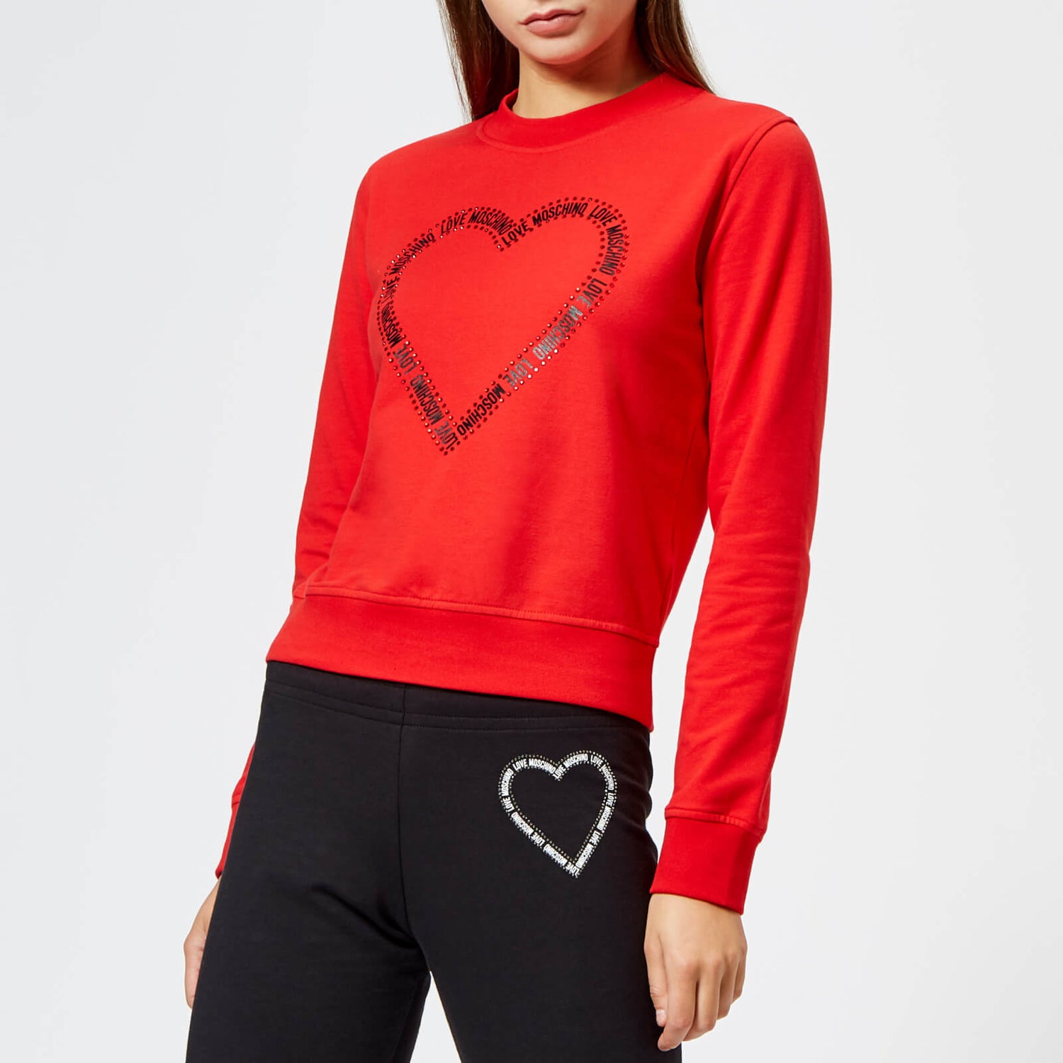 Love Moschino Women s Heart Logo Sweatshirt Red TheHut