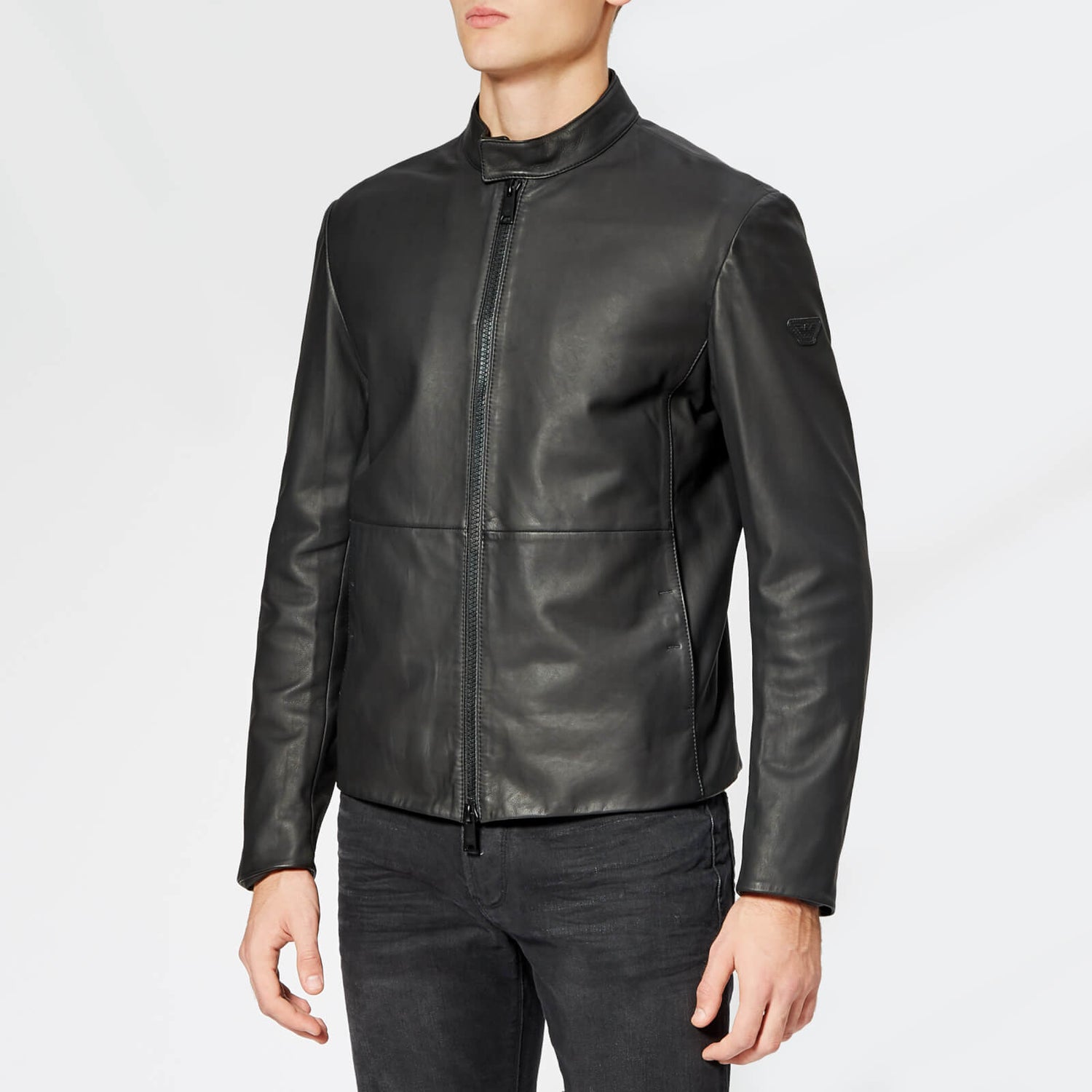 Emporio Armani Men s Leather Jacket Nero TheHut