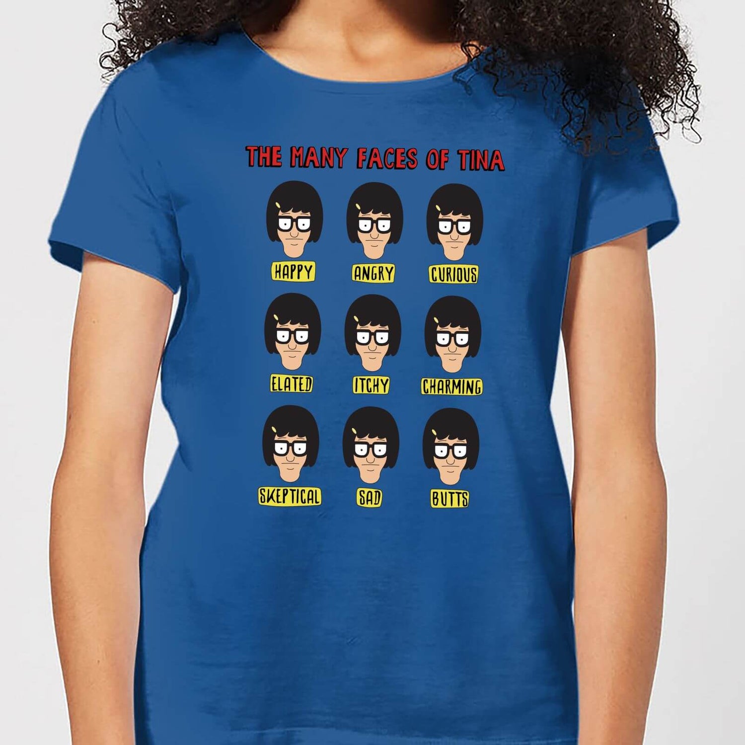 Bobs Burgers The Many Faces Of Tina Women S T Shirt Royal Blue Clothing Zavvi 日本