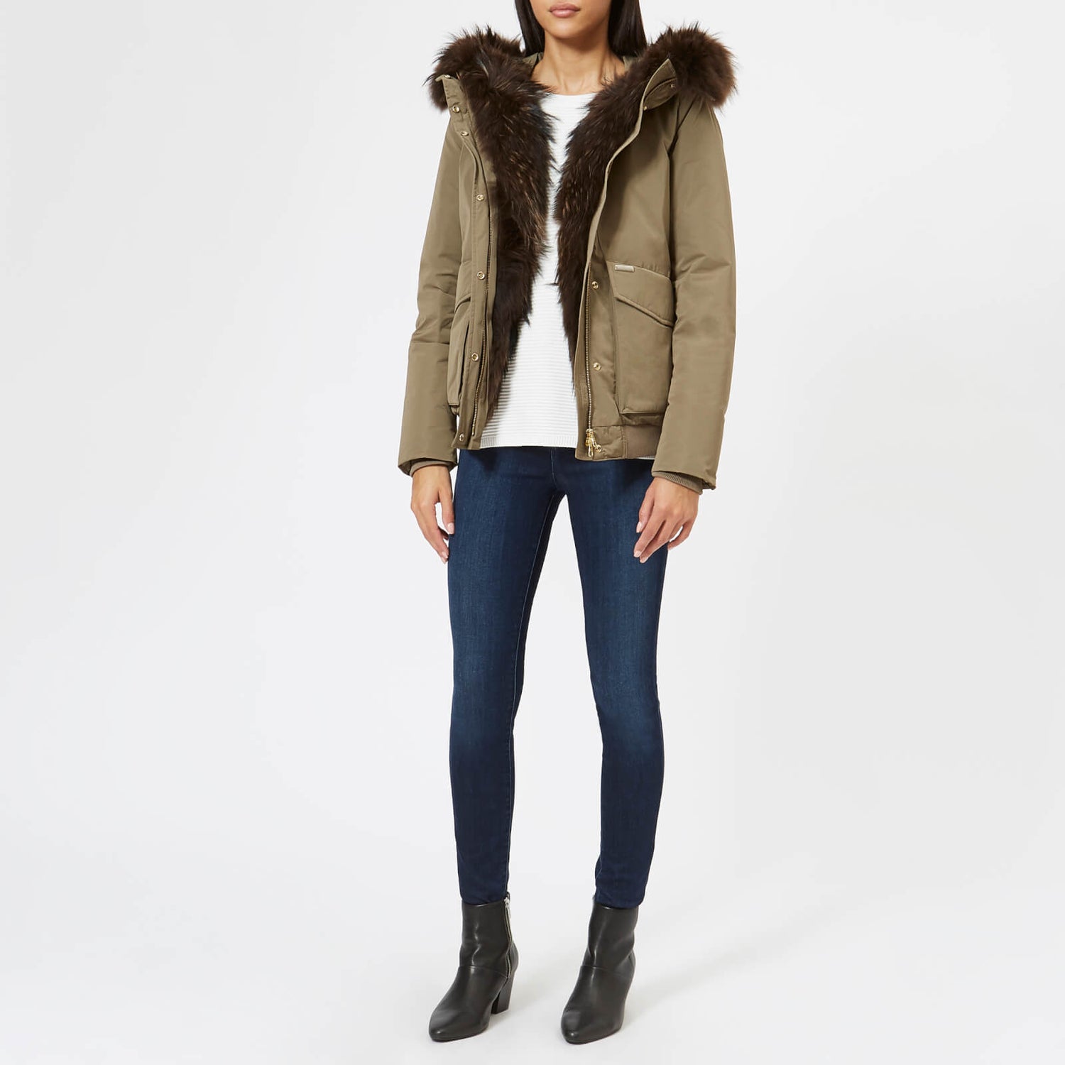 Woolrich Women s Military Bomber Coat Alpha Taupe TheHut