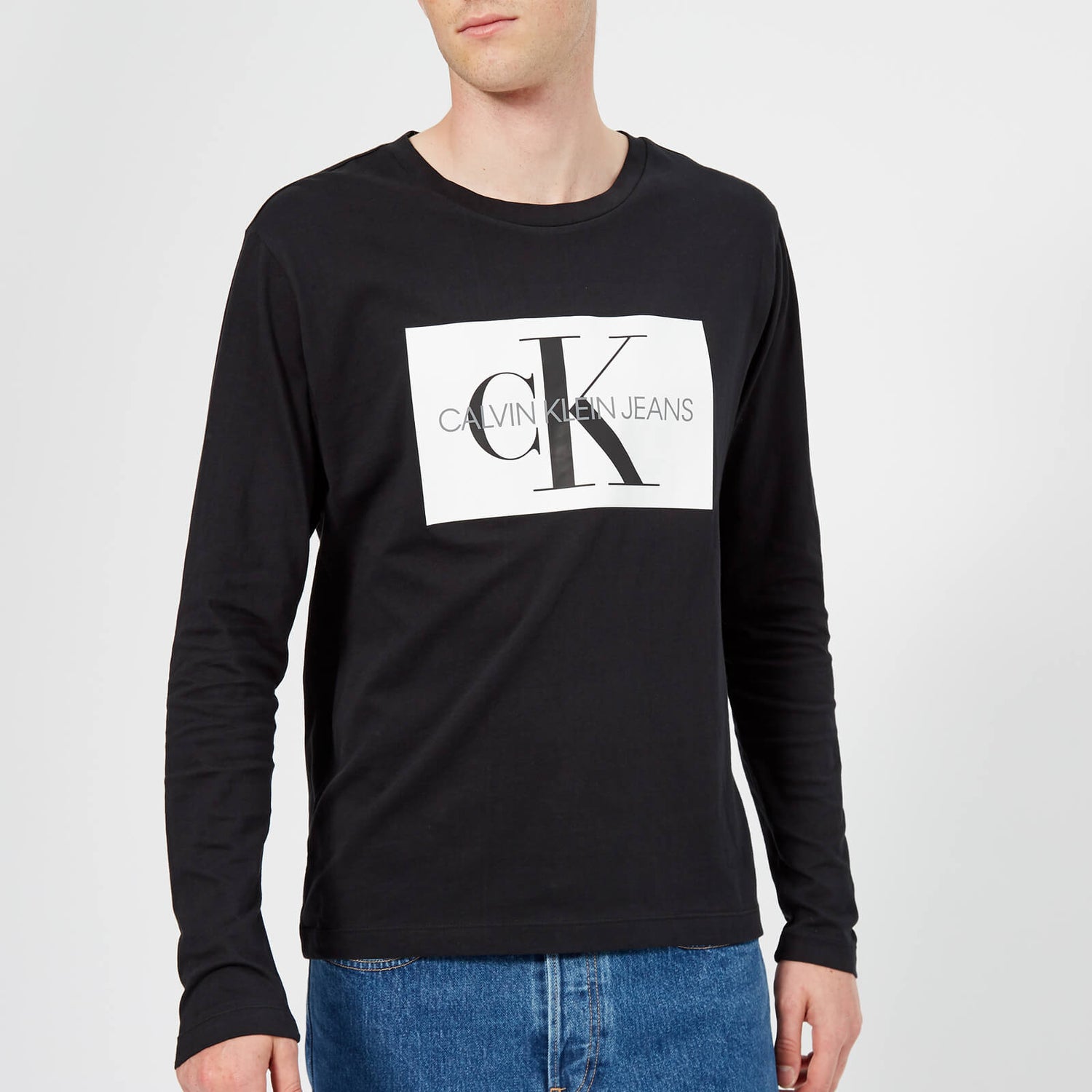 Calvin Klein Jeans Men's Monogram Box Logo Long Sleeve T-Shirt - CK Black |  