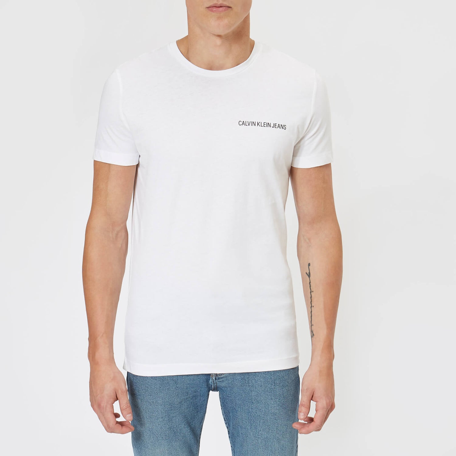 Calvin Klein Jeans Men's Chest Institutional Slim T-Shirt - Bright White - XXL