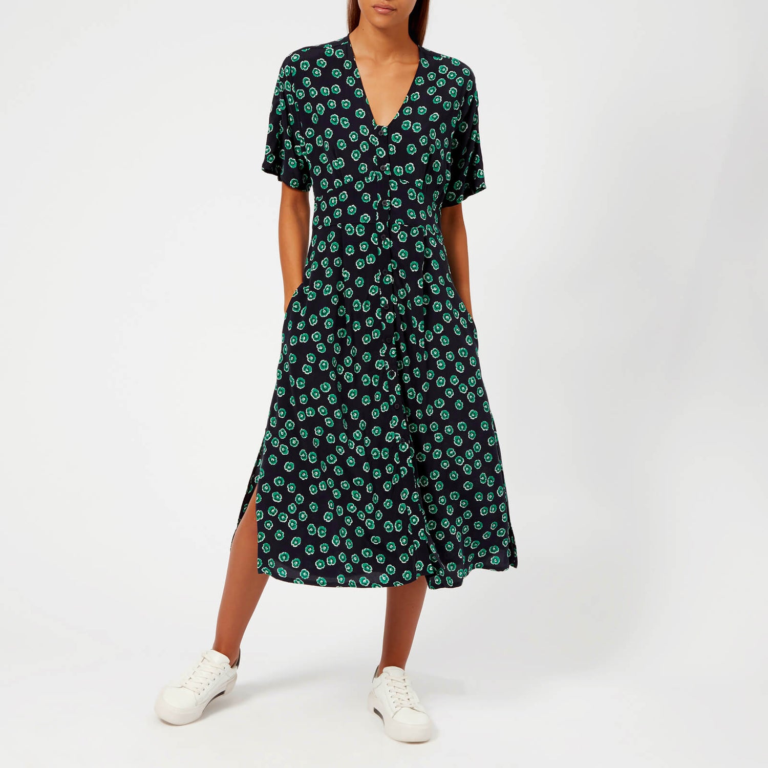 Whistles Women s Lenno Print Naya Button Dress Green Multi