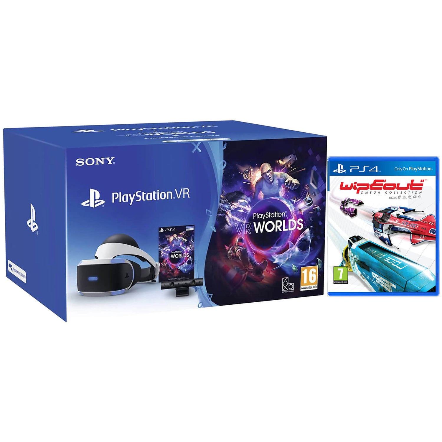 Sony Playstation VR Starter Kit including Playstation Worlds WipEout Omega Collection Games Consoles Zavvi UK