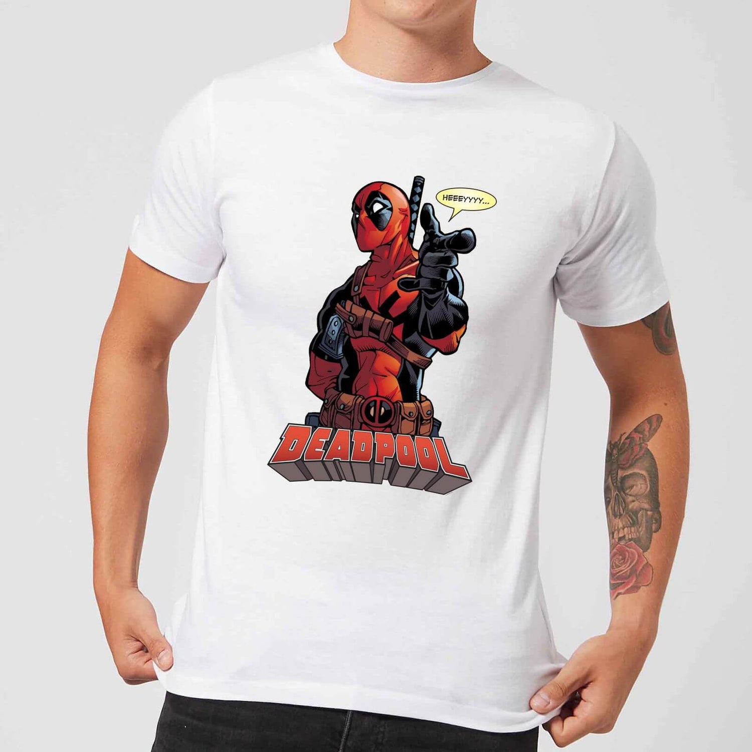Marvel Deadpool Hey You Men's T-Shirt - White - L