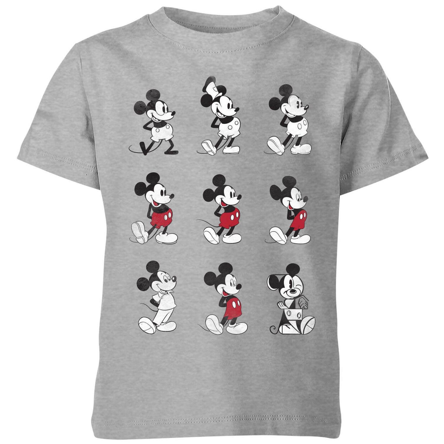 T-Shirt Enfant Disney Mickey Mouse 9 Poses - Gris