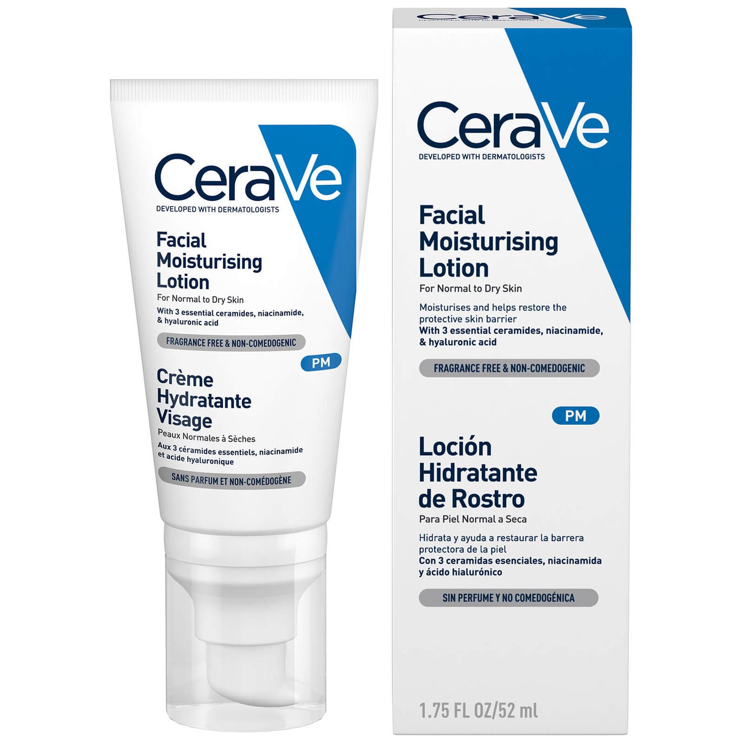 Loción facial hidratante sin SPF de CeraVe 52 ml